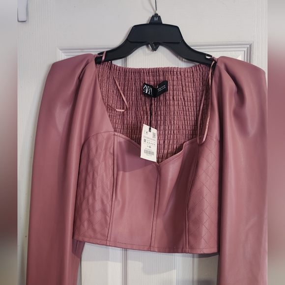 Zara Faux Leather Crop Top M - Picture 1 of 4